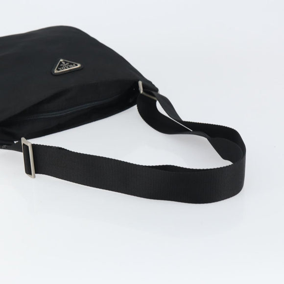 PRADA Shoulder Bag Nylon Silver Black Auth ar13855