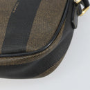 FENDI Pecan Canvas Shoulder Bag PVC Black Brown gold Auth ar13856-9