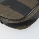FENDI Pecan Canvas Shoulder Bag PVC Black Brown gold Auth ar13856-14