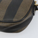 FENDI Pecan Canvas Shoulder Bag PVC Black Brown gold Auth ar13856-15