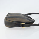 FENDI Pecan Canvas Shoulder Bag PVC Black Brown gold Auth ar13856-3