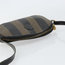 FENDI Pecan Canvas Shoulder Bag PVC Black Brown gold Auth ar13856-6
