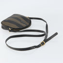 FENDI Pecan Canvas Shoulder Bag PVC Black Brown gold Auth ar13856-7