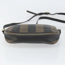 FENDI Pecan Canvas Shoulder Bag PVC Black Brown gold Auth ar13856-5