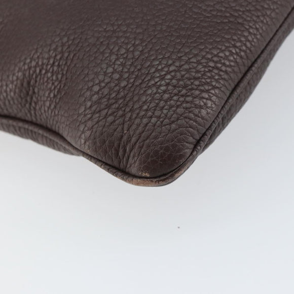 LOEWE Shoulder Bag Leather Silver Brown Auth ar13857