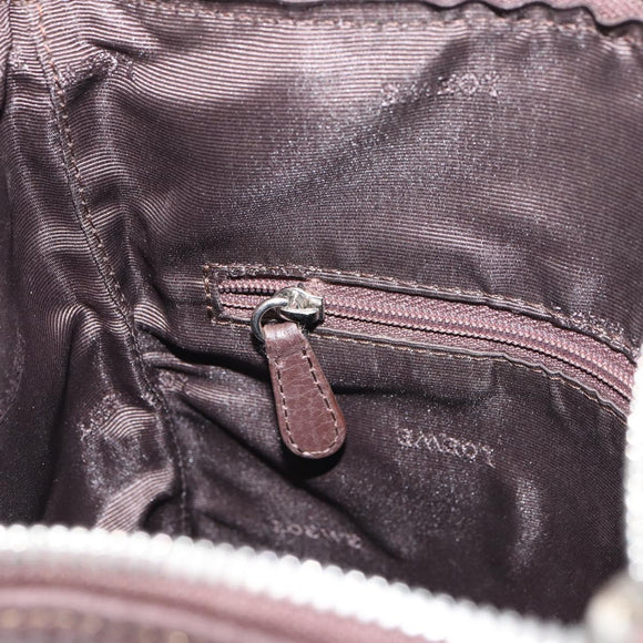 LOEWE Shoulder Bag Leather Silver Brown Auth ar13857