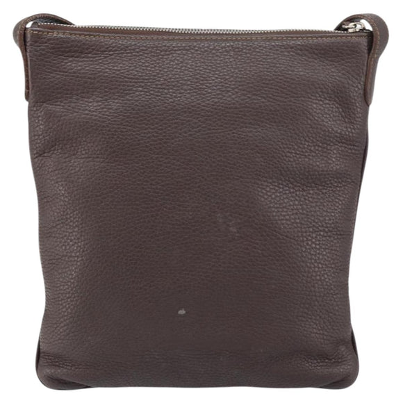 LOEWE Shoulder Bag Leather Silver Brown Auth ar13857