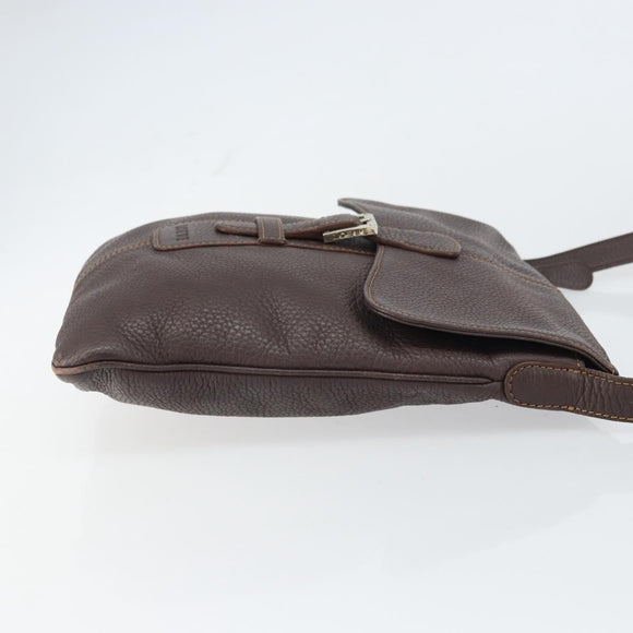 LOEWE Shoulder Bag Leather Silver Brown Auth ar13857