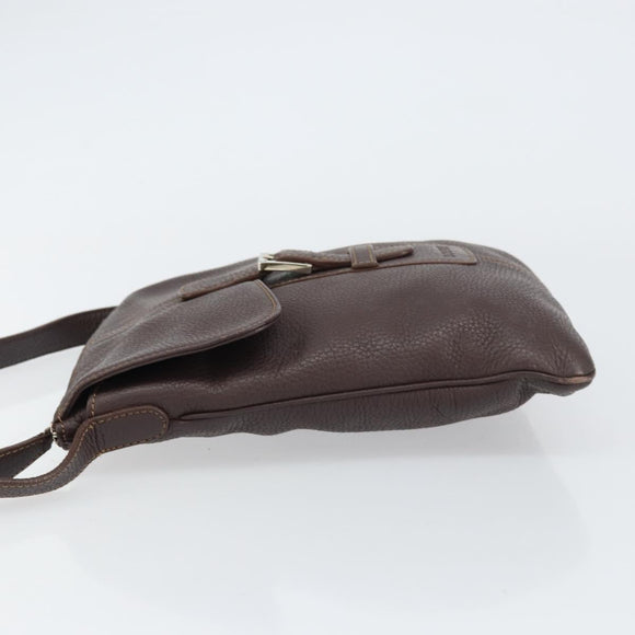 LOEWE Shoulder Bag Leather Silver Brown Auth ar13857