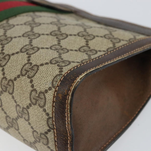 GUCCI GG Supreme Web Sherry Line Bag PVC Beige Red 37 014 2125 Auth ar13858