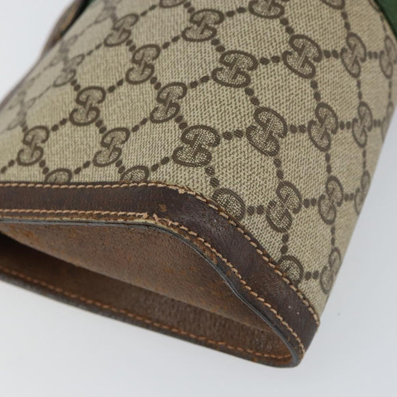 GUCCI GG Supreme Web Sherry Line Bag PVC Beige Red 37 014 2125 Auth ar13858