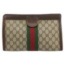 GUCCI GG Supreme Web Sherry Line Bag PVC Beige Red 37 014 2125 Auth ar13858-2