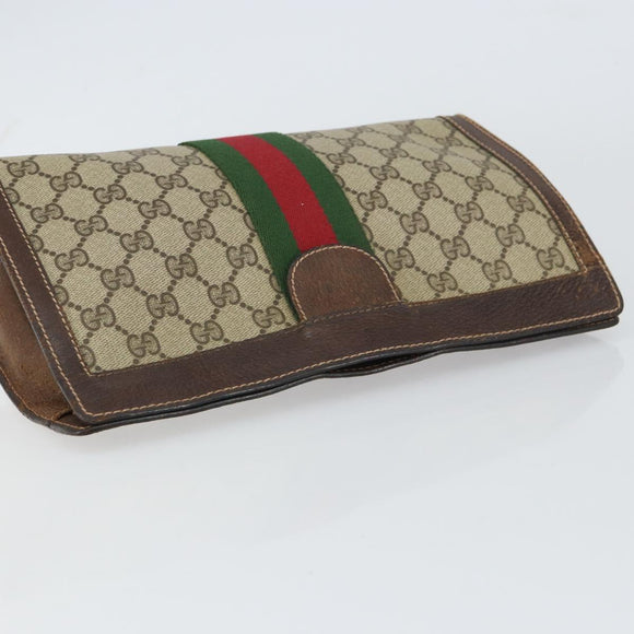 GUCCI GG Supreme Web Sherry Line Bag PVC Beige Red 37 014 2125 Auth ar13858