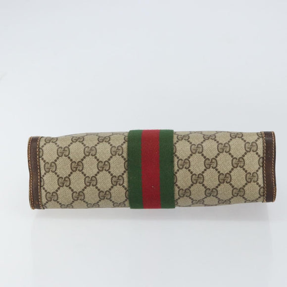 GUCCI GG Supreme Web Sherry Line Bag PVC Beige Red 37 014 2125 Auth ar13858