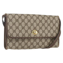 GUCCI GG Supreme Shoulder Bag PVC Beige Gold Auth ar13859-1
