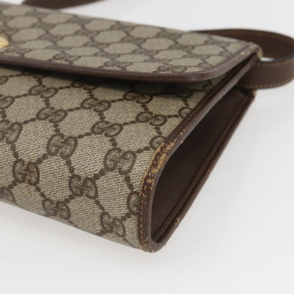 GUCCI GG Supreme Shoulder Bag PVC Beige Gold Auth ar13859