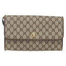 GUCCI GG Supreme Shoulder Bag PVC Beige Gold Auth ar13859-2
