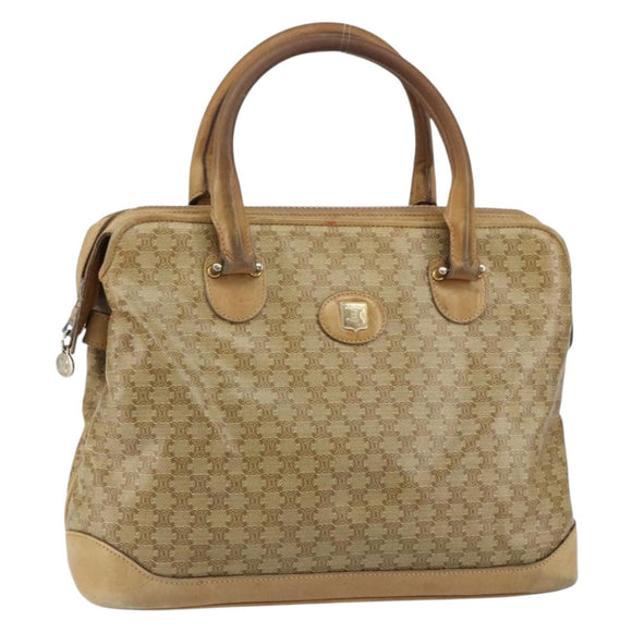 CELINE Macadam Canvas Hand Bag PVC Beige Auth ar13860