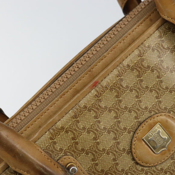 CELINE Macadam Canvas Hand Bag PVC Beige Auth ar13860