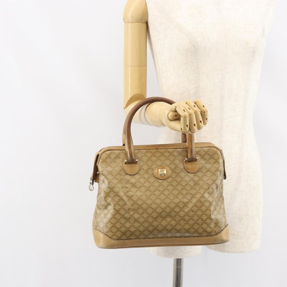 CELINE Macadam Canvas Hand Bag PVC Beige Auth ar13860