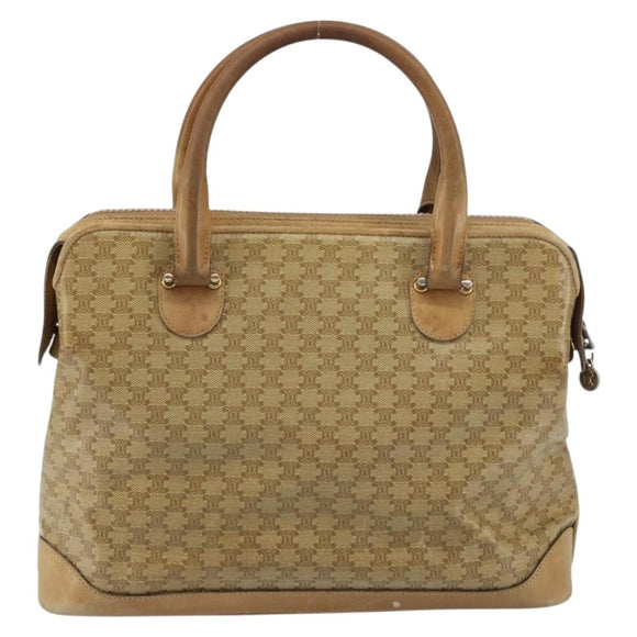CELINE Macadam Canvas Hand Bag PVC Beige Auth ar13860