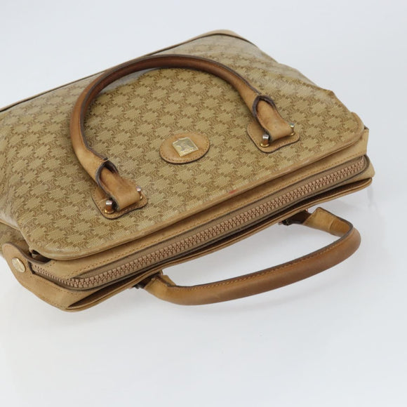 CELINE Macadam Canvas Hand Bag PVC Beige Auth ar13860