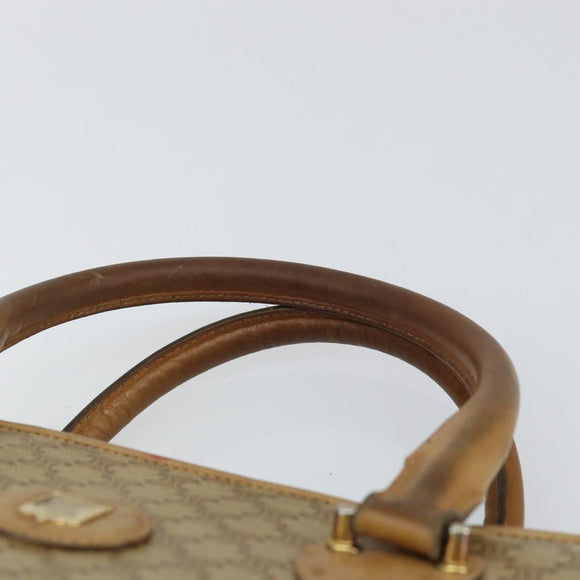 CELINE Macadam Canvas Hand Bag PVC Beige Auth ar13860