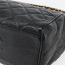 CHANEL Matelasse Chain Shoulder Bag Caviar Skin Black Gold CC Auth ar13862-9