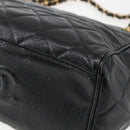 CHANEL Matelasse Chain Shoulder Bag Caviar Skin Black Gold CC Auth ar13862-15