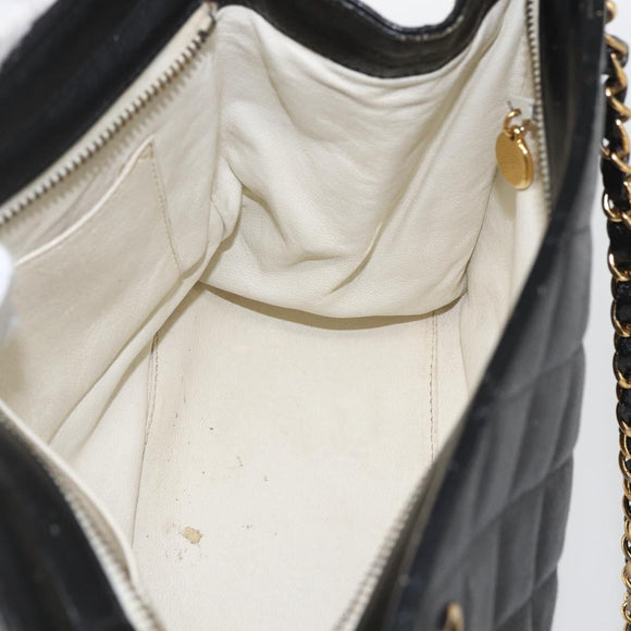 CHANEL Matelasse Chain Shoulder Bag Caviar Skin Black Gold CC Auth ar13862