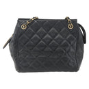 CHANEL Matelasse Chain Shoulder Bag Caviar Skin Black Gold CC Auth ar13862-2