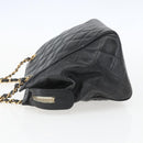 CHANEL Matelasse Chain Shoulder Bag Caviar Skin Black Gold CC Auth ar13862-3