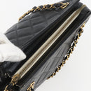 CHANEL Matelasse Chain Shoulder Bag Caviar Skin Black Gold CC Auth ar13862-6