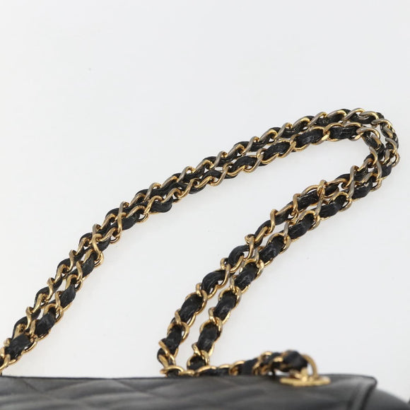 CHANEL Matelasse Chain Shoulder Bag Caviar Skin Black Gold CC Auth ar13862