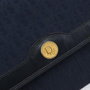 Christian Dior Trotter Canvas Chain Shoulder Bag Navy Gold Auth ar13869-18