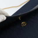 Christian Dior Trotter Canvas Chain Shoulder Bag Navy Gold Auth ar13869-10