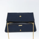 Christian Dior Trotter Canvas Chain Shoulder Bag Navy Gold Auth ar13869-9
