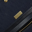 Christian Dior Trotter Canvas Chain Shoulder Bag Navy Gold Auth ar13869-19