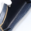Christian Dior Trotter Canvas Chain Shoulder Bag Navy Gold Auth ar13869-12
