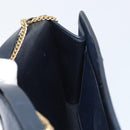 Christian Dior Trotter Canvas Chain Shoulder Bag Navy Gold Auth ar13869-20