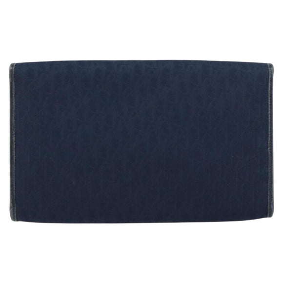 Christian Dior Trotter Canvas Chain Shoulder Bag Navy Gold Auth ar13869