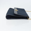 Christian Dior Trotter Canvas Chain Shoulder Bag Navy Gold Auth ar13869-3