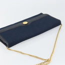 Christian Dior Trotter Canvas Chain Shoulder Bag Navy Gold Auth ar13869-6