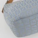 FENDI Zucchino Canvas Mamma Baguette Shoulder Bag Light Blue Silver Authar13875V-14