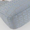 FENDI Zucchino Canvas Mamma Baguette Shoulder Bag Light Blue Silver Authar13875V-16