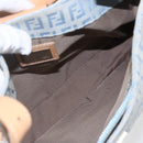 FENDI Zucchino Canvas Mamma Baguette Shoulder Bag Light Blue Silver Authar13875V-12