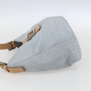 FENDI Zucchino Canvas Mamma Baguette Shoulder Bag Light Blue Silver Authar13875V-3