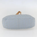 FENDI Zucchino Canvas Mamma Baguette Shoulder Bag Light Blue Silver Authar13875V-5