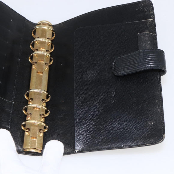 LOUIS VUITTON Epi Agenda MM Day Planner Cover Black R20042 LV Auth ar13887