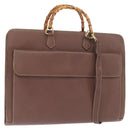 GUCCI Bamboo Business Bag Leather 2way Brown 015 1521 3675 Auth ar13889-1